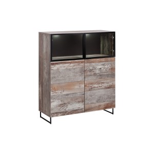 VITRINE basse KAN + LED. Meuble déco type industriel, design pour votre salon.