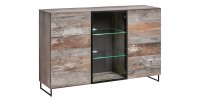 Buffet, bahut modèle KAN + LED. Meuble type industriel. Enfilade design pour votre salon ou salle à manger.