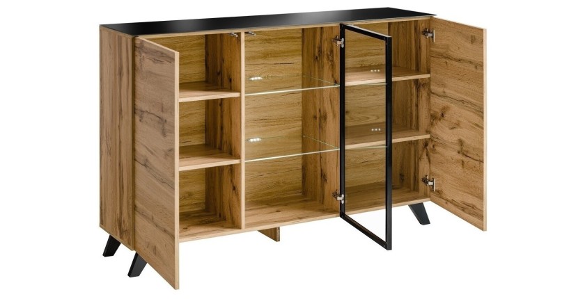 Buffet, bahut modèle TINO + LED. Meuble type scandinave. Enfilade design pour votre salon ou salle à manger.