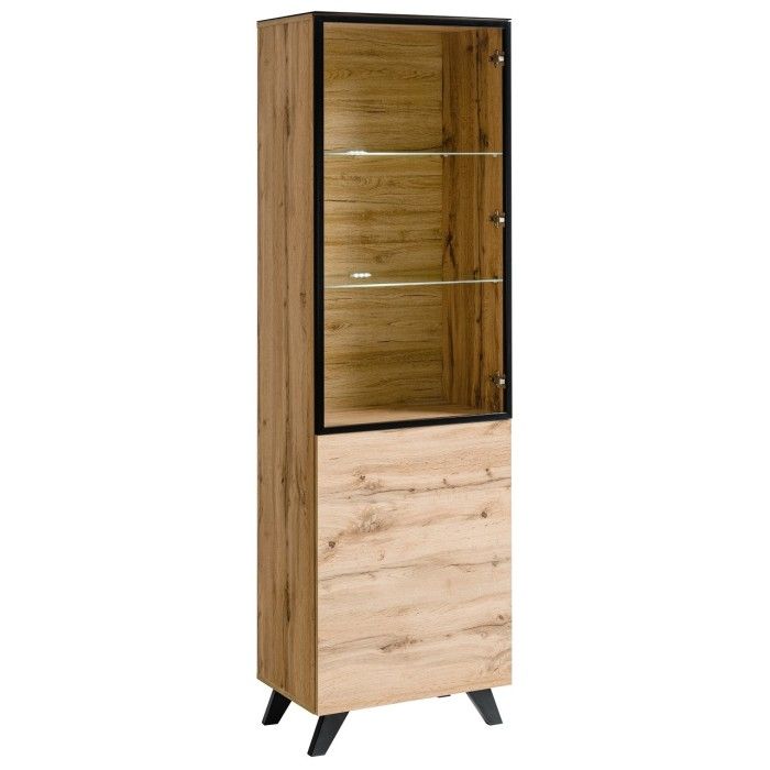 ENSEMBLE MEUBLES DE SALON TINO composé de trois meubles et d'une étagère de style industriel.