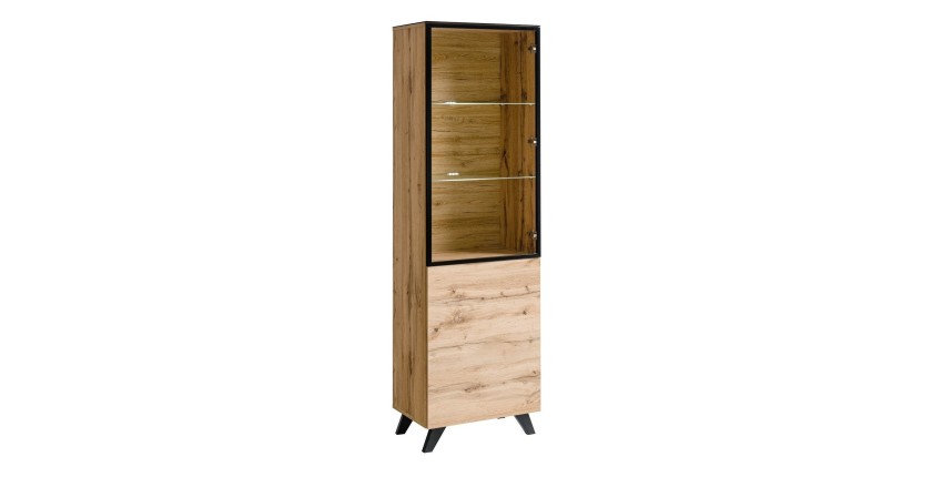 ENSEMBLE MEUBLES DE SALON TINO composé de trois meubles et d'une étagère de style industriel.