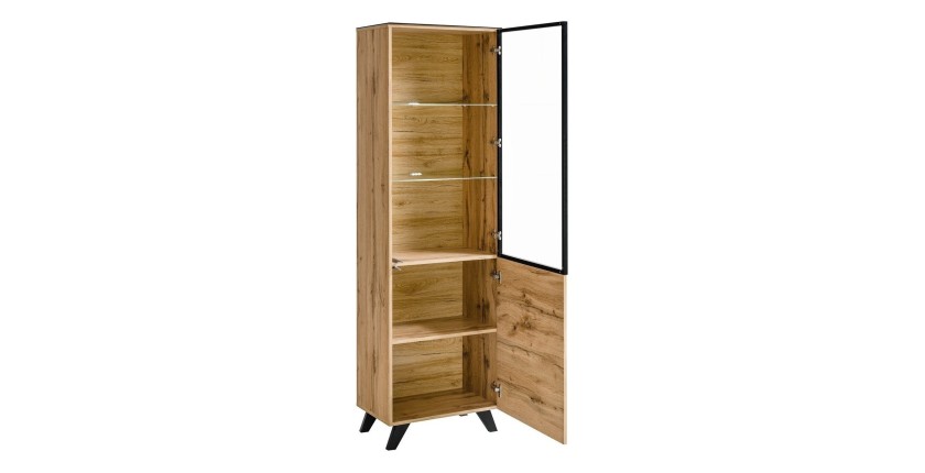 ENSEMBLE MEUBLES DE SALON TINO composé de trois meubles et d'une étagère de style industriel.