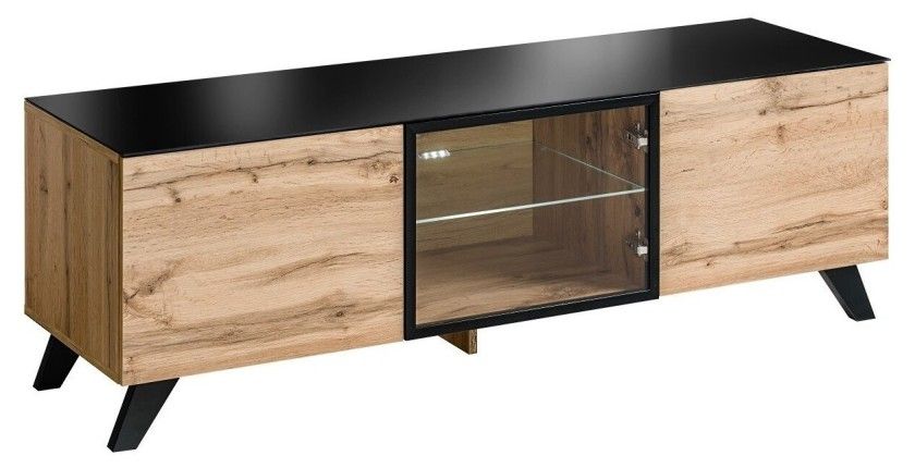 ENSEMBLE MEUBLES DE SALON TINO composé de trois meubles et d'une étagère de style industriel.