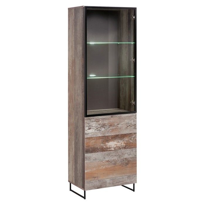 ENSEMBLE MEUBLES DE SALON KAN composé de trois meubles et d'une étagère de style industriel.
