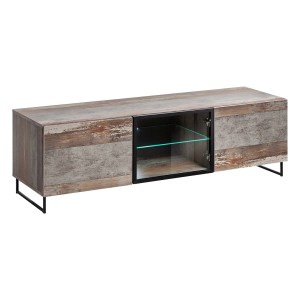 ENSEMBLE MEUBLES DE SALON KAN composé de trois meubles et d'une étagère de style industriel.