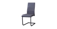 Chaise MORO design en métal et similicuir coloris gris (lot de 4)