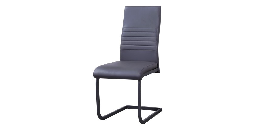 Chaise MORO design en métal et similicuir coloris gris (lot de 4)