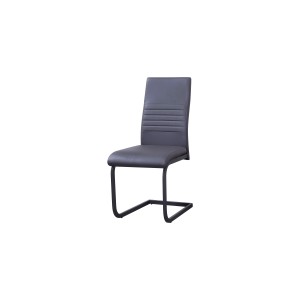 Chaise MORO design en métal et similicuir coloris gris (lot de 4)