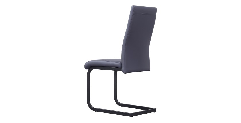 Chaise MORO design en métal et similicuir coloris gris (lot de 4)