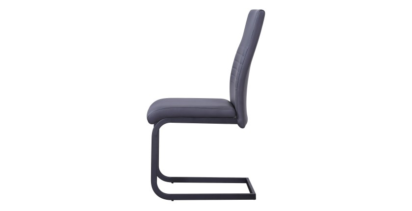 Chaise MORO design en métal et similicuir coloris gris (lot de 4)