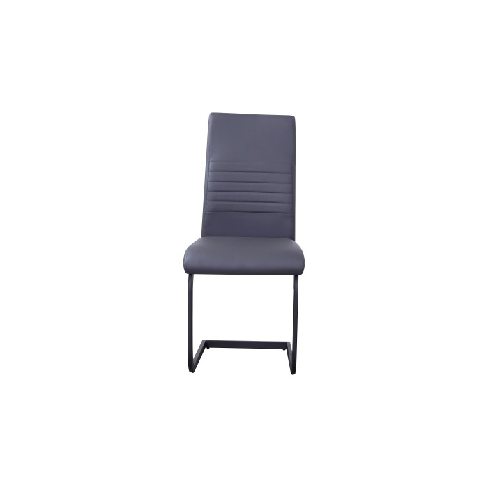Chaise MORO design en métal et similicuir coloris gris (lot de 4)