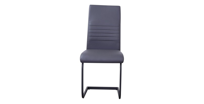 Chaise MORO design en métal et similicuir coloris gris (lot de 4)