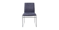 Chaise TOBI design en chrome et tissu coloris gris - Lot de 2