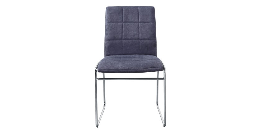 Chaise TOBI design en chrome et tissu coloris gris - Lot de 2
