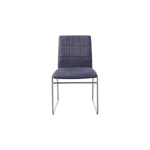 Chaise TOBI design en chrome et tissu coloris gris - Lot de 2