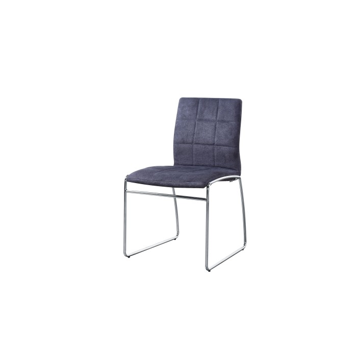 Chaise TOBI design en chrome et tissu coloris gris - Lot de 2