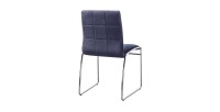 Chaise TOBI design en chrome et tissu coloris gris - Lot de 2