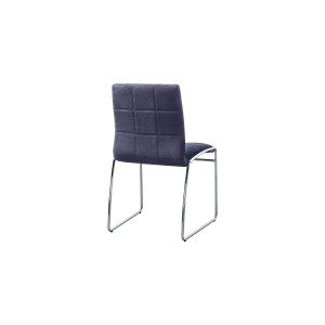 Chaise TOBI design en chrome et tissu coloris gris - Lot de 2