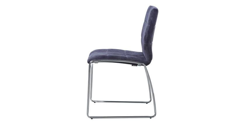Chaise TOBI design en chrome et tissu coloris gris - Lot de 2
