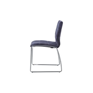 Chaise TOBI design en chrome et tissu coloris gris - Lot de 2