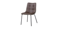 Chaise PAOLO design en acier et similicuir coloris marron (lot de 4)