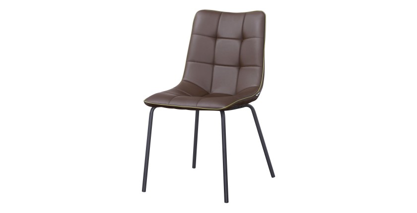 Chaise PAOLO design en acier et similicuir coloris marron (lot de 4)
