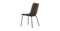 Chaise PAOLO design en acier et similicuir coloris marron (lot de 4)