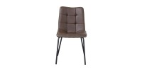 Chaise PAOLO design en acier et similicuir coloris marron (lot de 4)