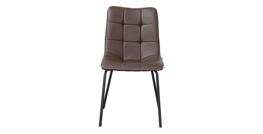 Chaise PAOLO design en acier et similicuir coloris marron (lot de 4)