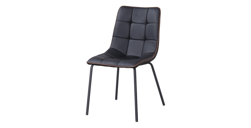 Silla PAOLO de diseño en acero y cuero sintético color negro (juego de 4)