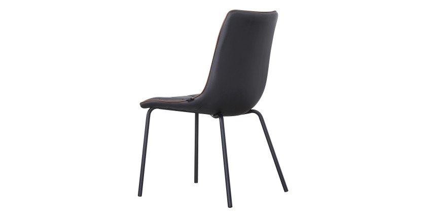 Chaise PAOLO design en acier et similicuir coloris noir(lot de 4)