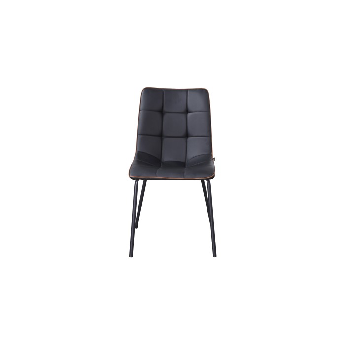Chaise PAOLO design en acier et similicuir coloris noir(lot de 4)