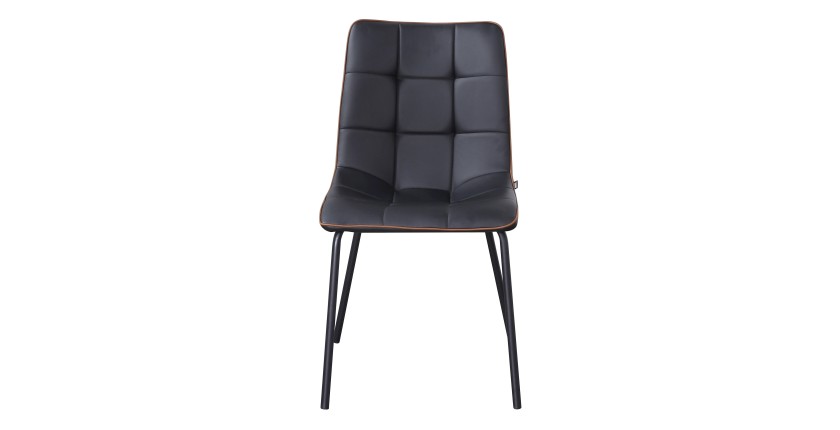 Chaise PAOLO design en acier et similicuir coloris noir(lot de 4)