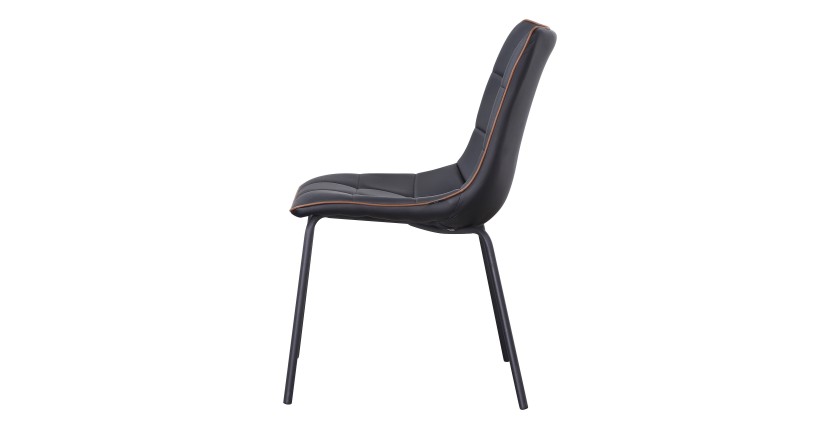 Chaise PAOLO design en acier et similicuir coloris noir(lot de 4)