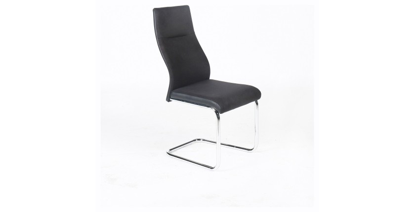 Chaise OLIVIER design en métal et tissu coloris noir - Lot de 4