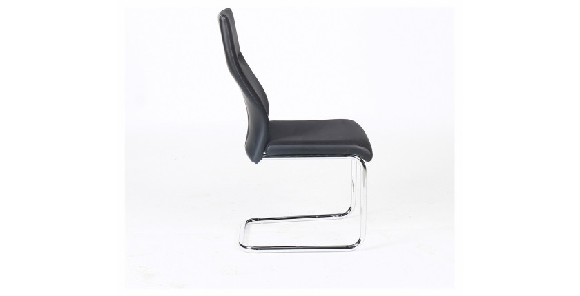 Chaise OLIVIER design en métal et tissu coloris noir - Lot de 4