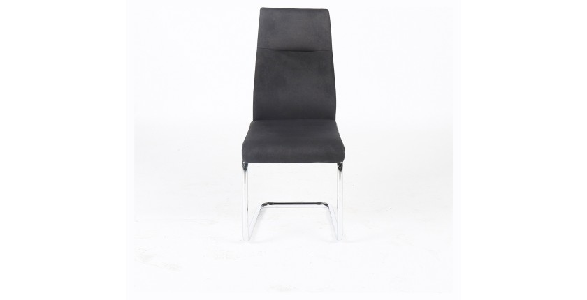 Chaise OLIVIER design en métal et tissu coloris noir - Lot de 4