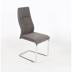Chaise OLIVIER design en métal et tissu coloris gris - Lot de 4