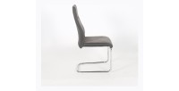 Chaise OLIVIER design en métal et tissu coloris gris - Lot de 4