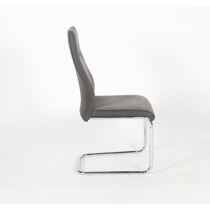 Chaise OLIVIER design en métal et tissu coloris gris - Lot de 4