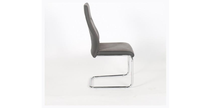 Chaise OLIVIER design en métal et tissu coloris gris - Lot de 4