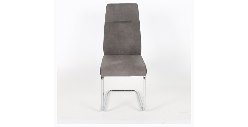 Chaise OLIVIER design en métal et tissu coloris gris - Lot de 4