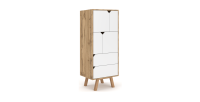 Vaisselier design AOMORI 2 tiroirs, 4 portes, coloris hêtre et blanc mat