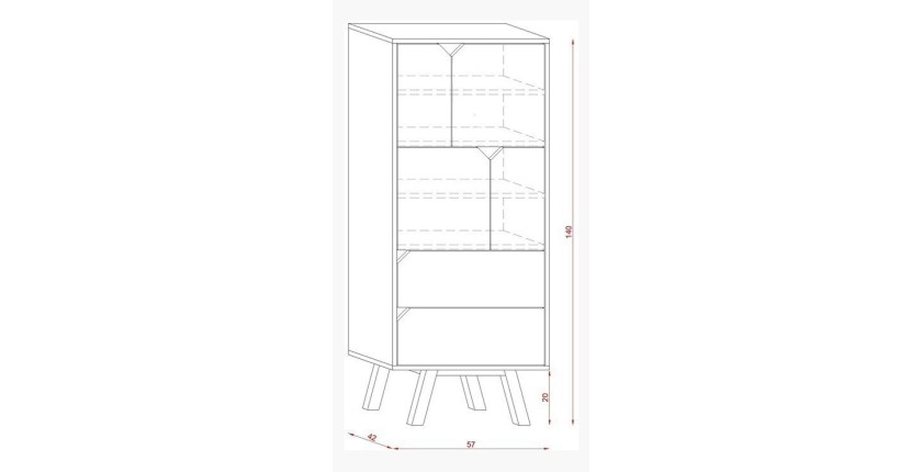 Vaisselier design AOMORI 2 tiroirs, 4 portes, coloris blanc et gris mat