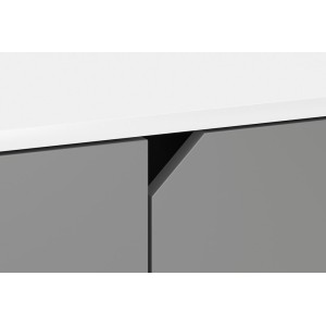 Vaisselier design AOMORI 2 tiroirs, 4 portes, coloris blanc et gris mat