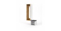Ensemble d'entrée design SMART : meuble à chaussure et penderie avec miroir, coloris chêne naturel et blanc mat