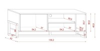 Meuble TV design GEILO, 140cm, 2 portes, coloris blanc mat et hêtre.