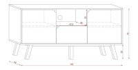 Meuble TV design AOMORI, 140cm, 2 portes, 1 tiroir et 1 niche, coloris hêtre et blanc.