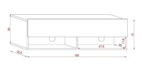 Meuble TV suspendu design CLUJ, 100 cm, 1 porte et 2 niches, coloris blanc et blanc brillant.