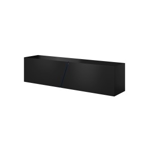 Meuble TV suspendu design SPEED, 160 cm, 1 porte, coloris noir avec LED intégrée.